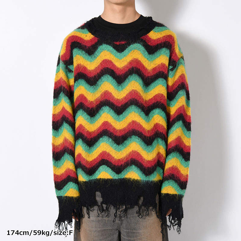 WAVE MOHAIR KNIT -RASTA-