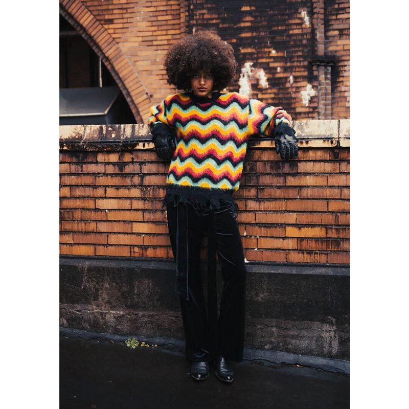 WAVE MOHAIR KNIT -RASTA-