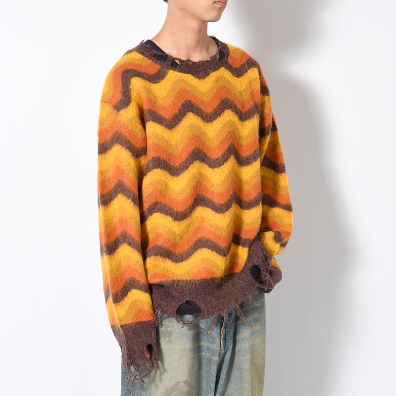 WAVE MOHAIR KNIT -BROWN-