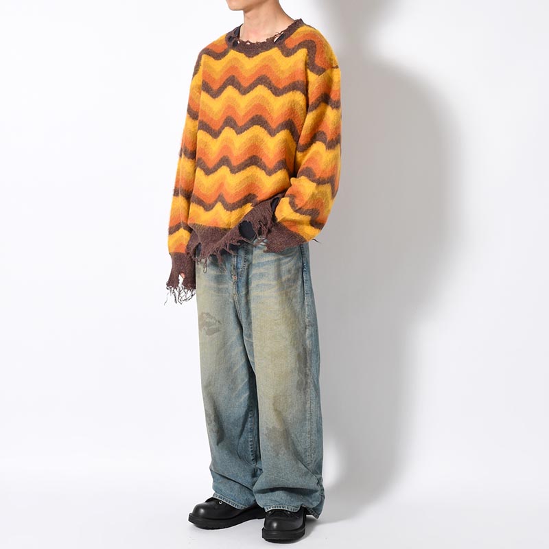 WAVE MOHAIR KNIT -BROWN-