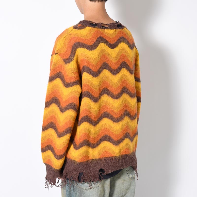 WAVE MOHAIR KNIT -BROWN-