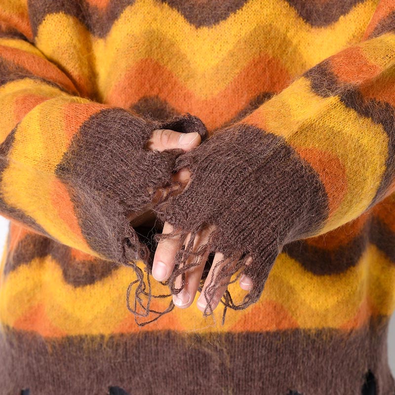 WAVE MOHAIR KNIT -BROWN-