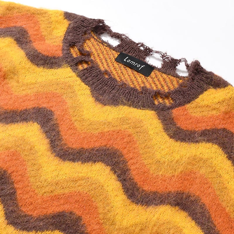 WAVE MOHAIR KNIT -BROWN-