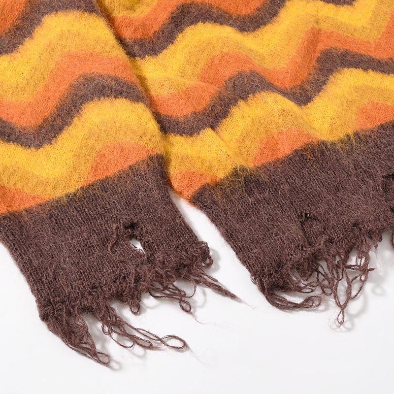 WAVE MOHAIR KNIT -BROWN-