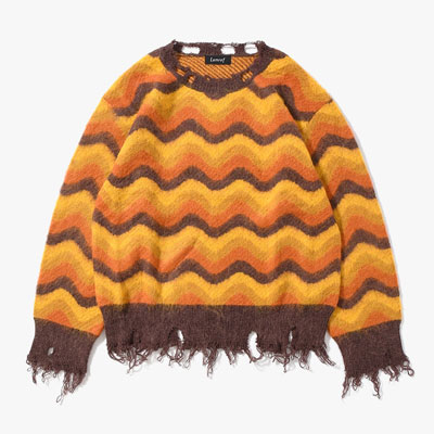 WAVE MOHAIR KNIT -BROWN-