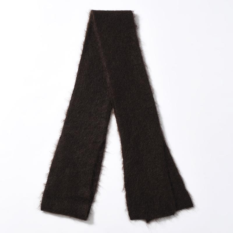 EXTRA LONG WOOL MOHAIR KNITTED SCARF -DARK BROWN-