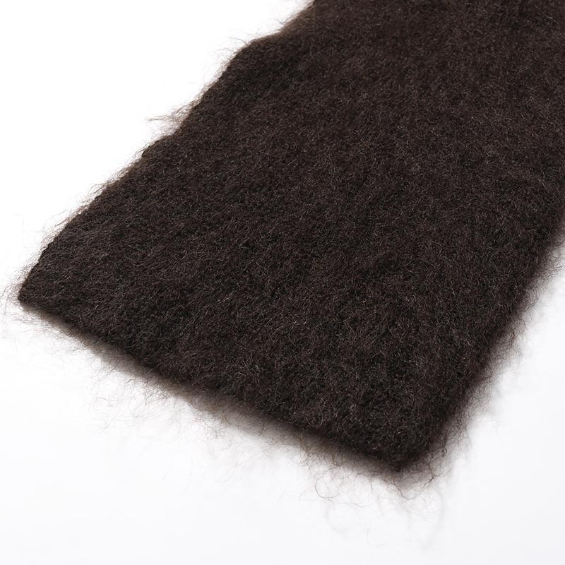 EXTRA LONG WOOL MOHAIR KNITTED SCARF -DARK BROWN-