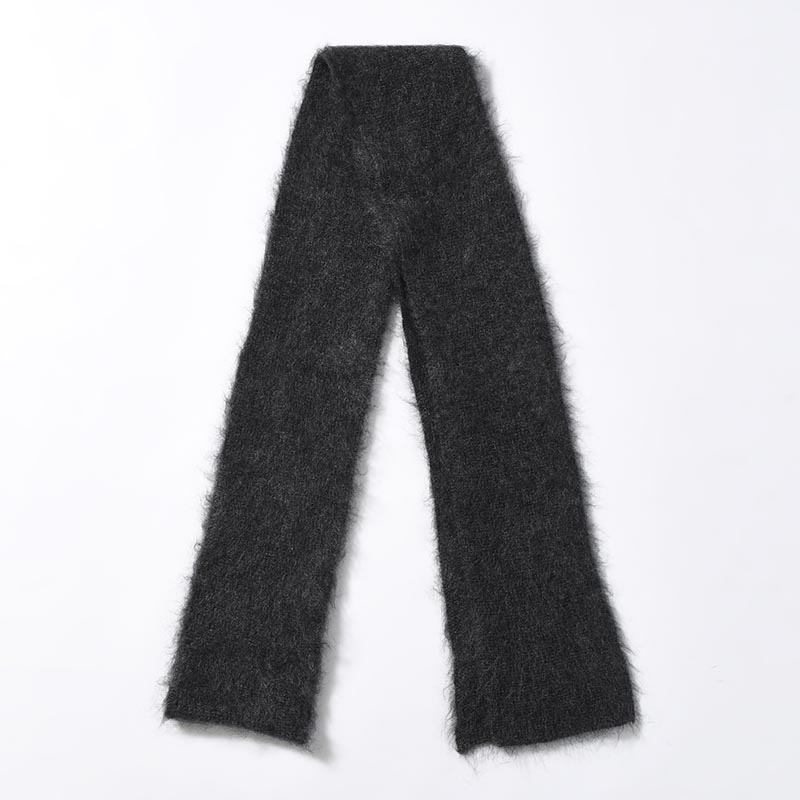 EXTRA LONG WOOL MOHAIR KNITTED SCARF -CHARCOAL-