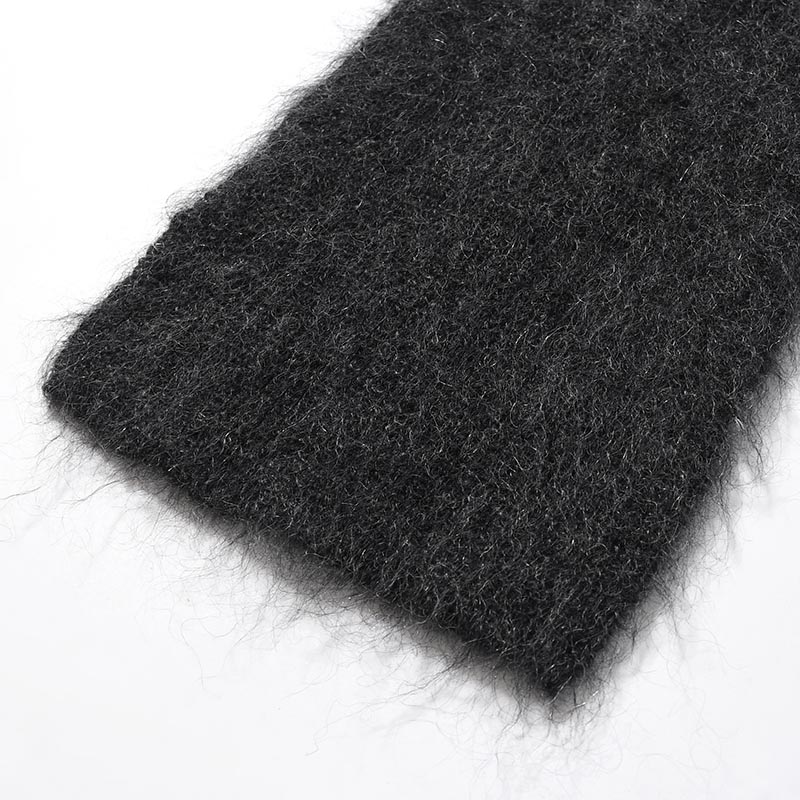 EXTRA LONG WOOL MOHAIR KNITTED SCARF -CHARCOAL-