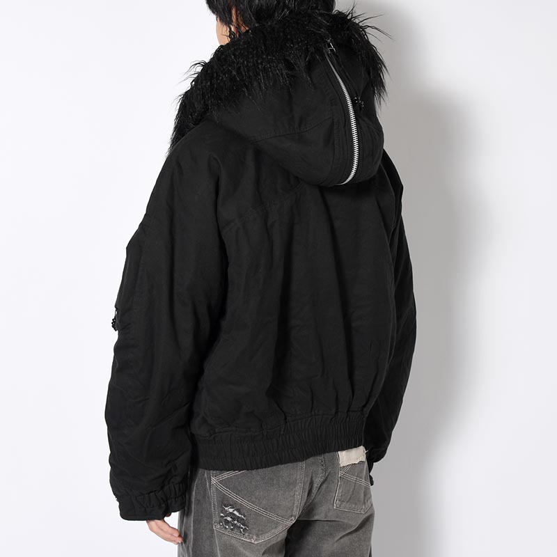 PADDED HOODED BOMBER JACKET -BLACK-