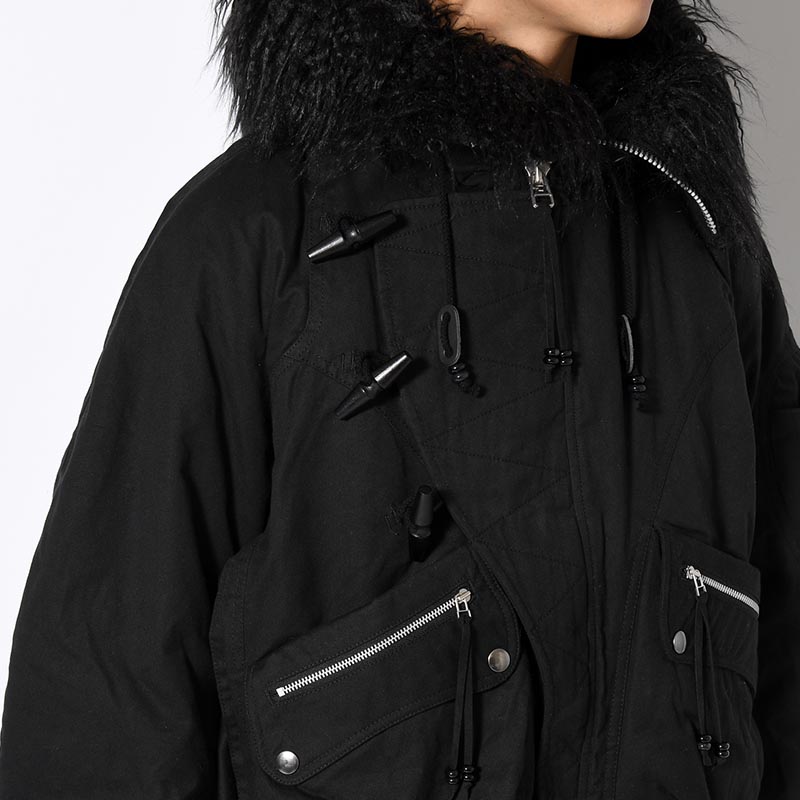 PADDED HOODED BOMBER JACKET -BLACK-