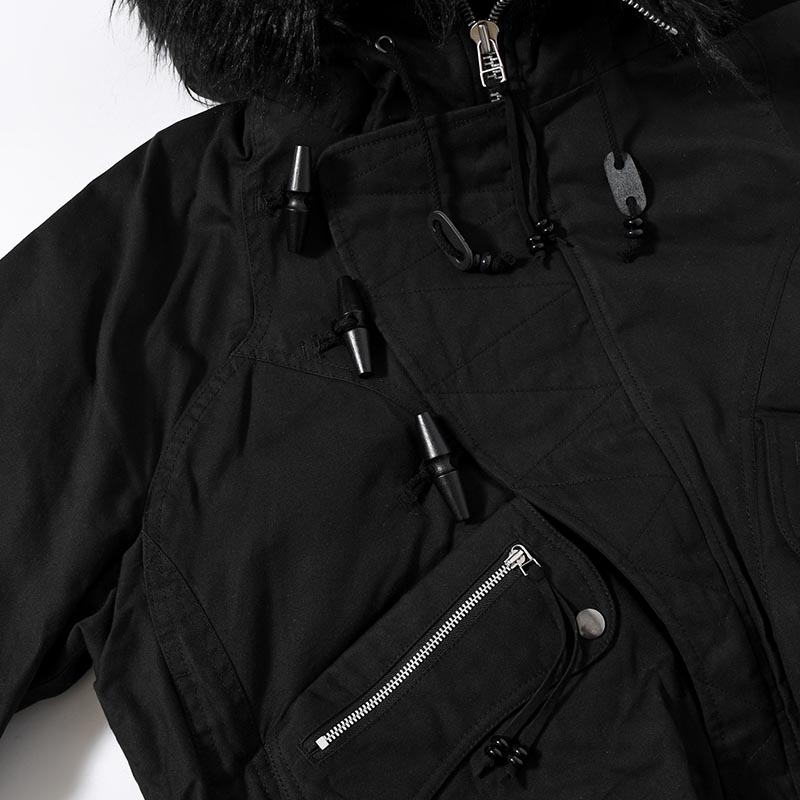 PADDED HOODED BOMBER JACKET -BLACK-