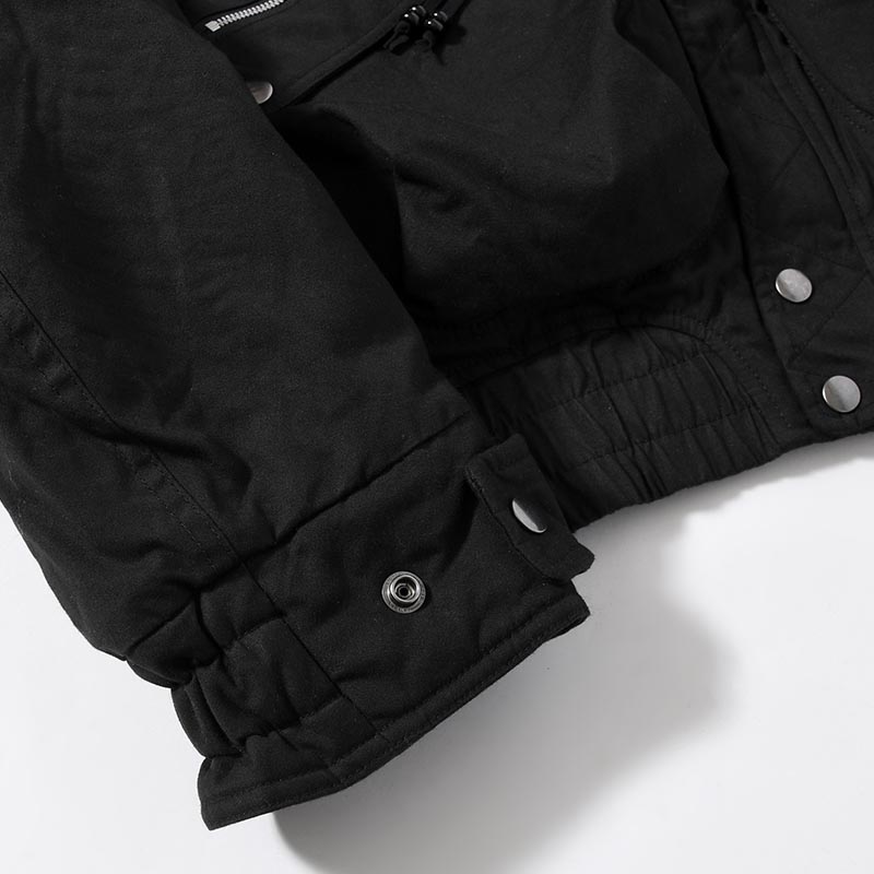 PADDED HOODED BOMBER JACKET -BLACK-