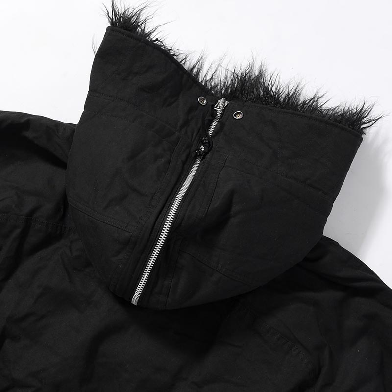 PADDED HOODED BOMBER JACKET -BLACK-