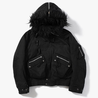 PADDED HOODED BOMBER JACKET -BLACK-