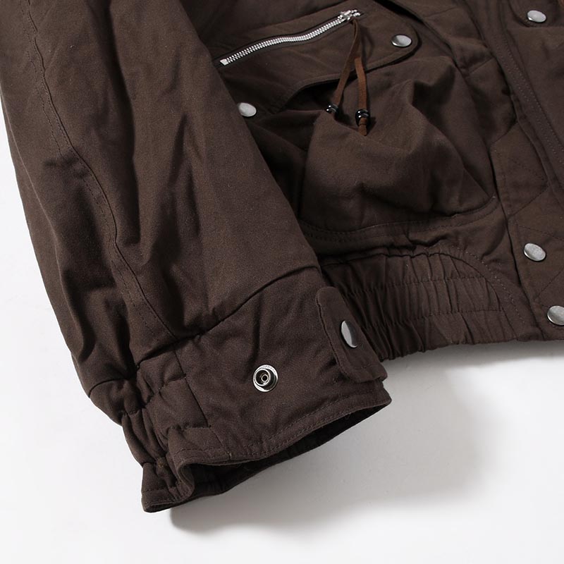 PADDED HOODED BOMBER JACKET -DARK BROWN-