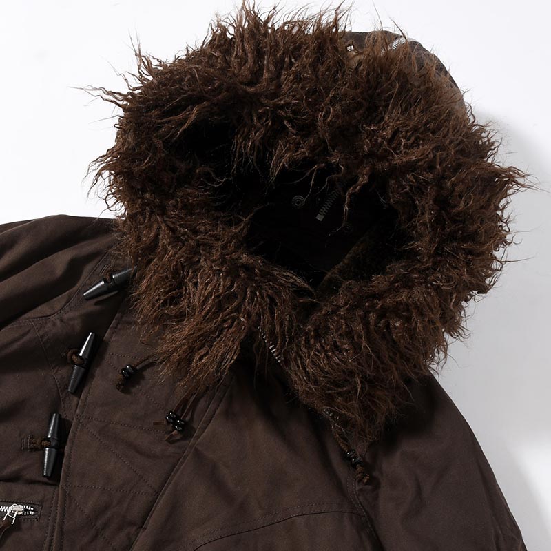 PADDED HOODED BOMBER JACKET -DARK BROWN-