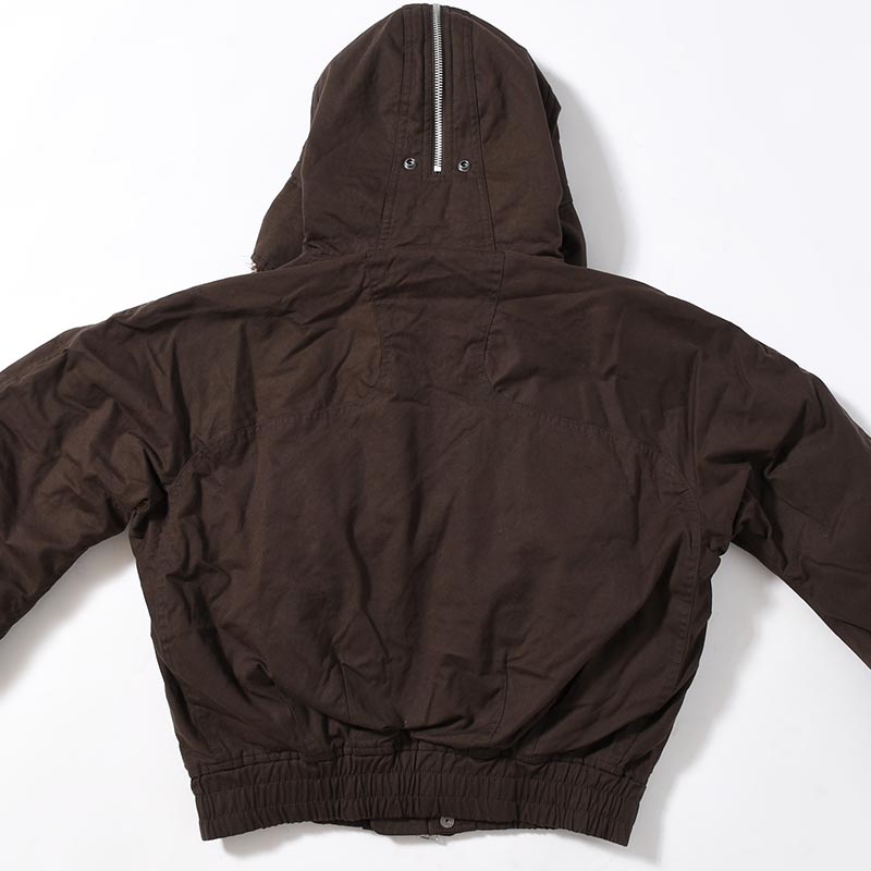 PADDED HOODED BOMBER JACKET -DARK BROWN-