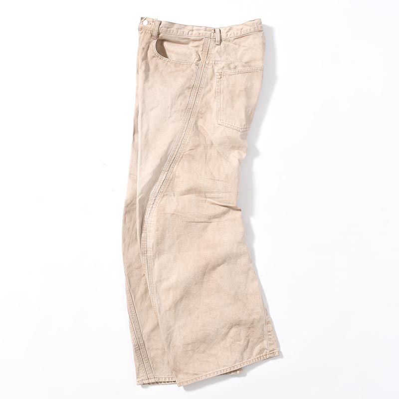 3D TWISTED WIDE LEG JEANS -DIRTY FADED TAN-