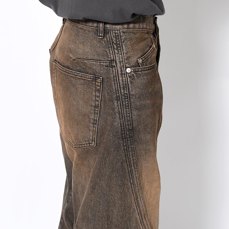 3D TWISTED WIDE LEG JEANS -MUD FADED BLACK-