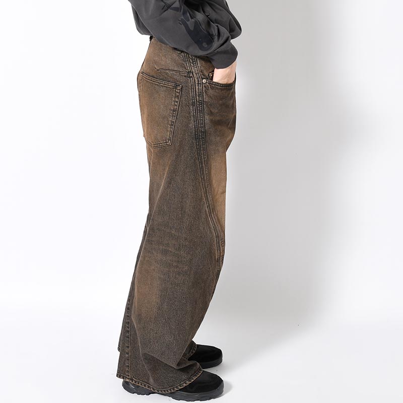 3D TWISTED WIDE LEG JEANS -MUD FADED BLACK-