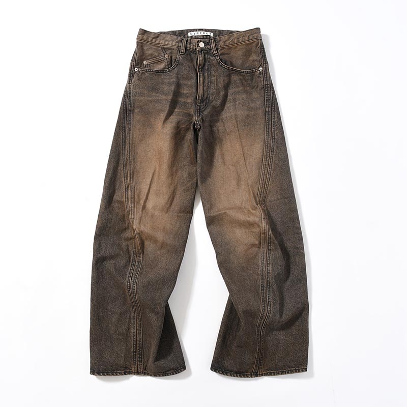 3D TWISTED WIDE LEG JEANS -MUD FADED BLACK-