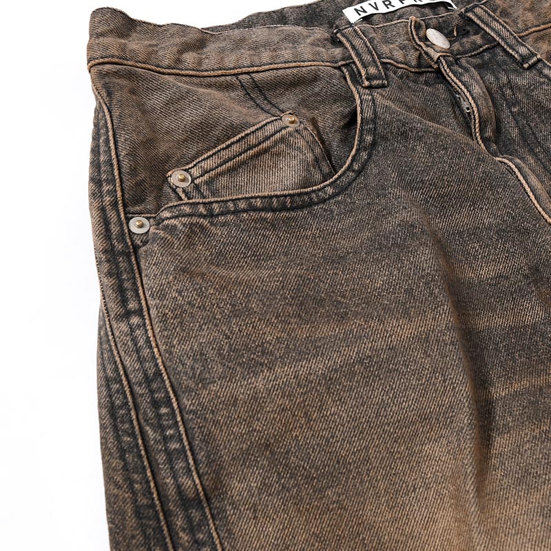 3D TWISTED WIDE LEG JEANS -MUD FADED BLACK-