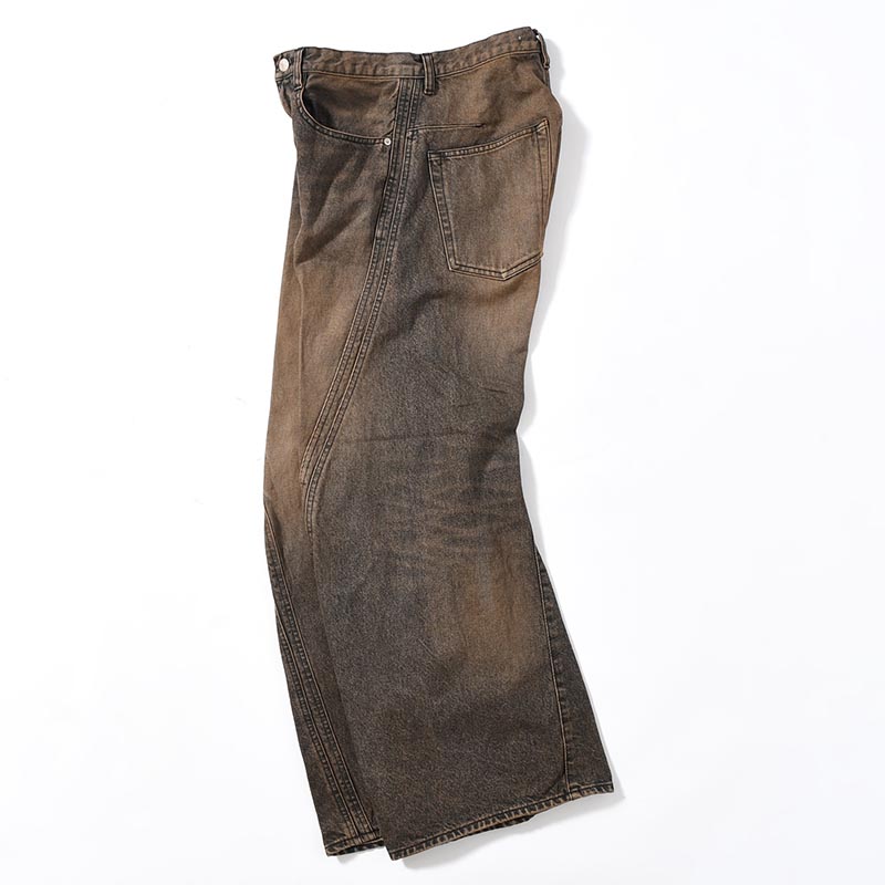 3D TWISTED WIDE LEG JEANS -MUD FADED BLACK-