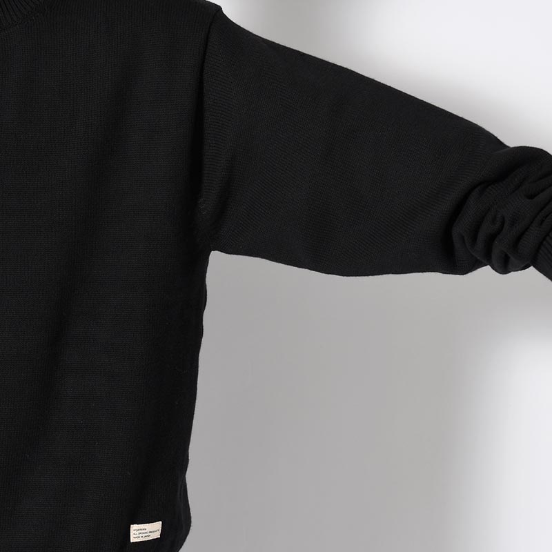 ORGANIC COTTON LINKING HALF ZIP SWEATER -BLACK-