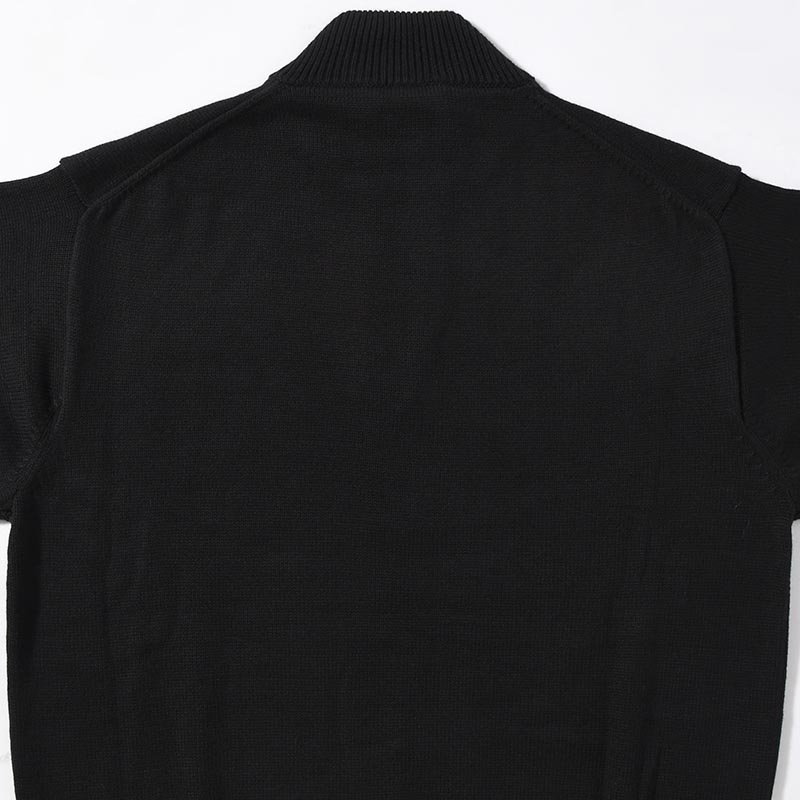 ORGANIC COTTON LINKING HALF ZIP SWEATER -BLACK-