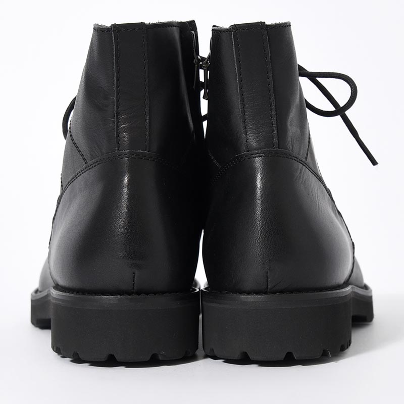 SIDE ZIP LACE UP BOOTS -BLACK-