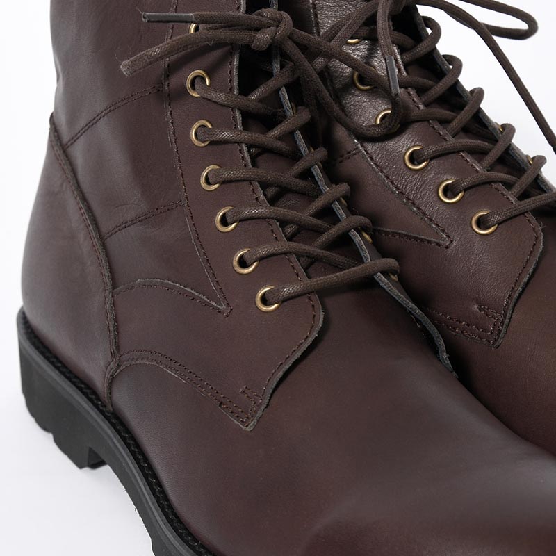 SIDE ZIP LACE UP BOOTS -D.BROWN-