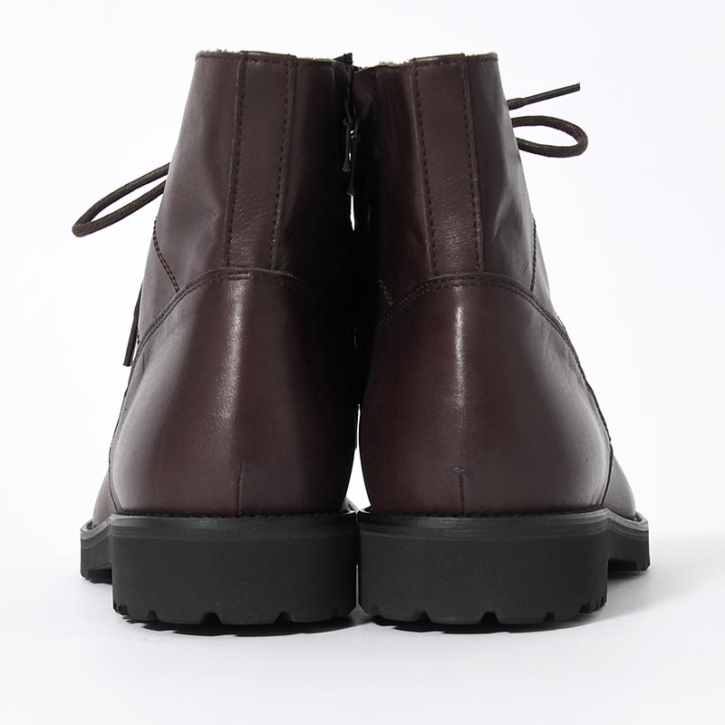 SIDE ZIP LACE UP BOOTS -D.BROWN-