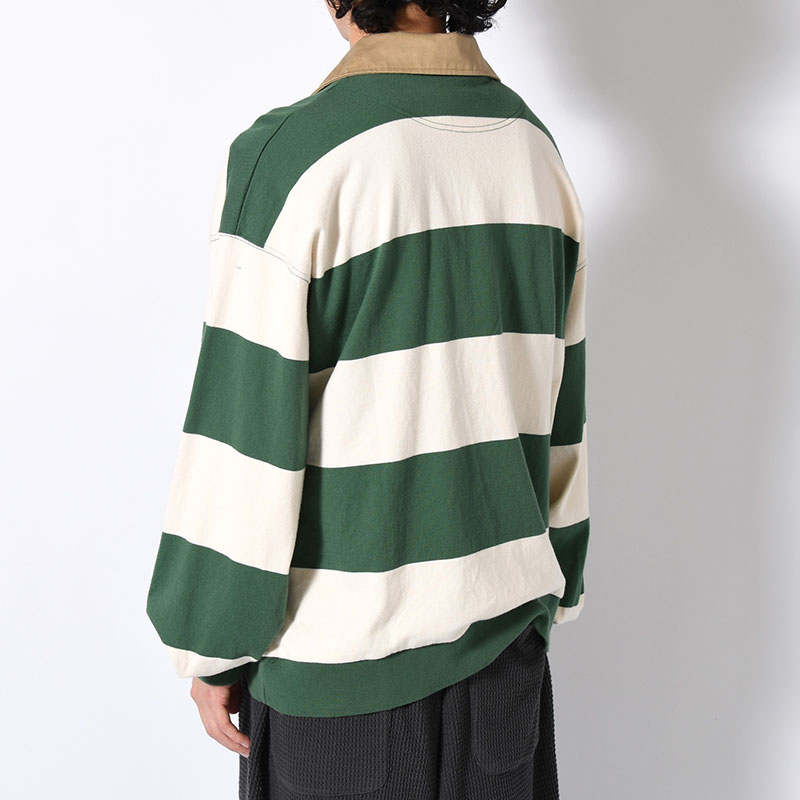 BORDER RUGBY SHIRT -OFF×GREEN-
