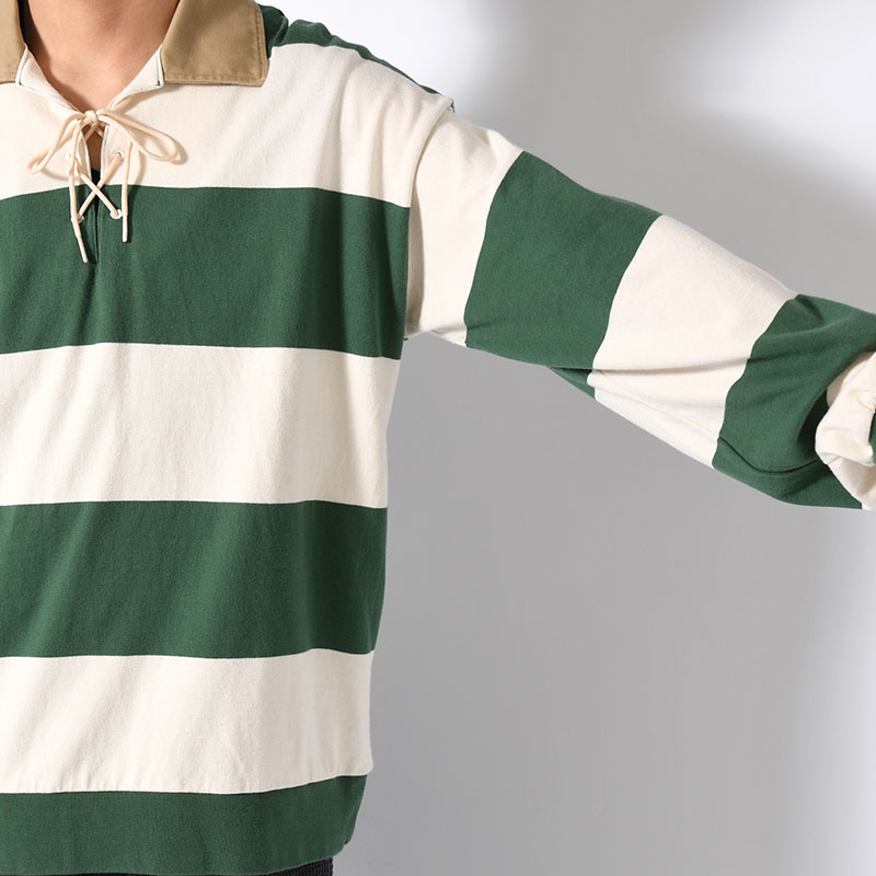 BORDER RUGBY SHIRT -OFF×GREEN-