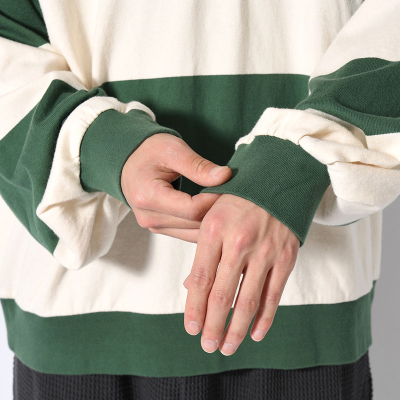 BORDER RUGBY SHIRT -OFF×GREEN-