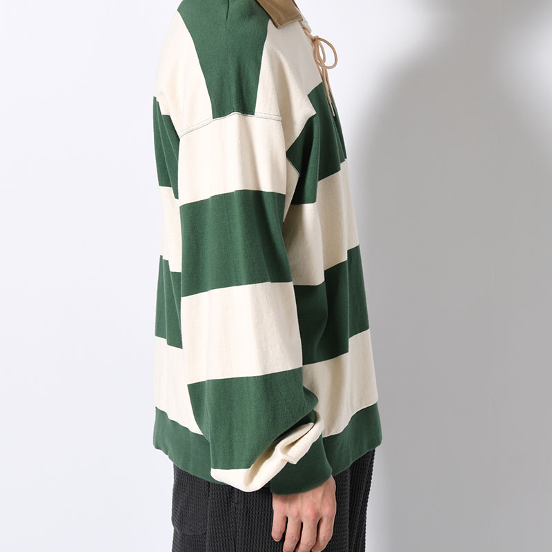 BORDER RUGBY SHIRT -OFF×GREEN-