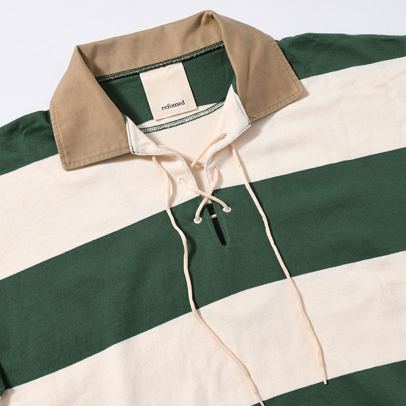 BORDER RUGBY SHIRT -OFF×GREEN-