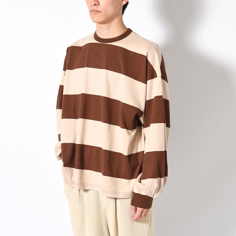 BORDER GIANT L/S TEE -BEIGE×BROWN-