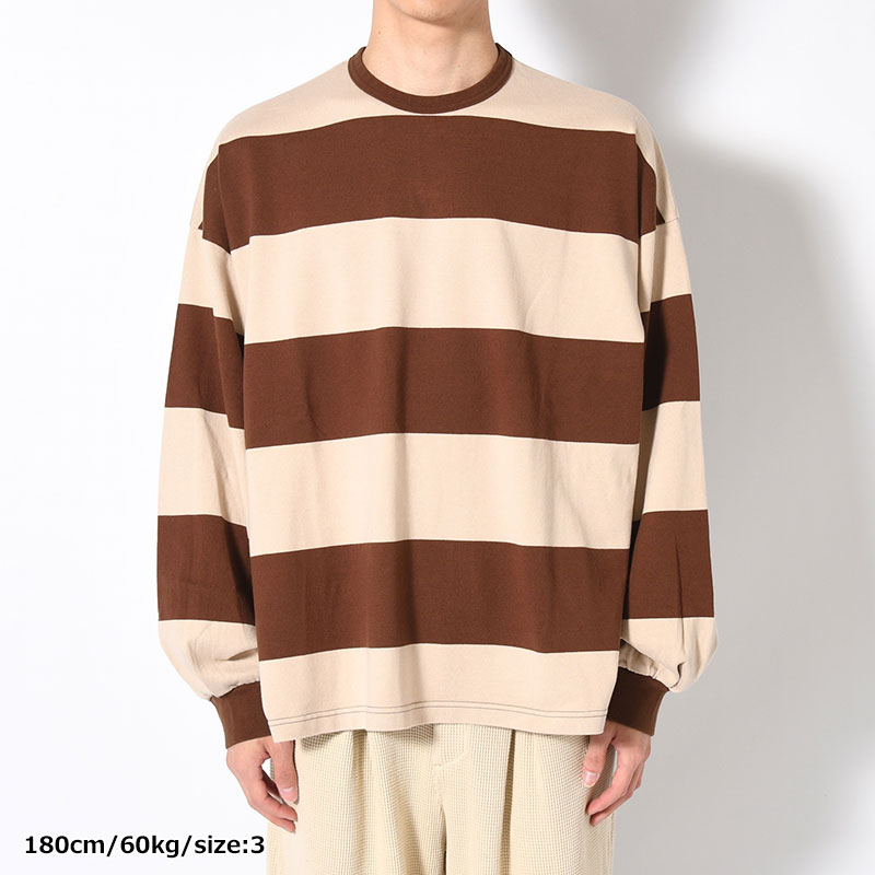 BORDER GIANT L/S TEE -BEIGE×BROWN-