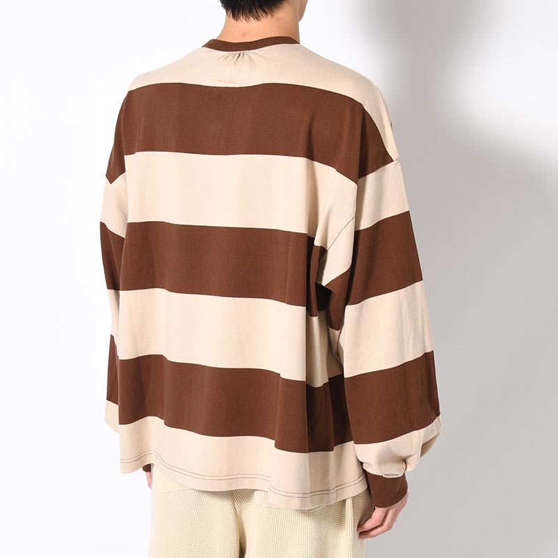 BORDER GIANT L/S TEE -BEIGE×BROWN-