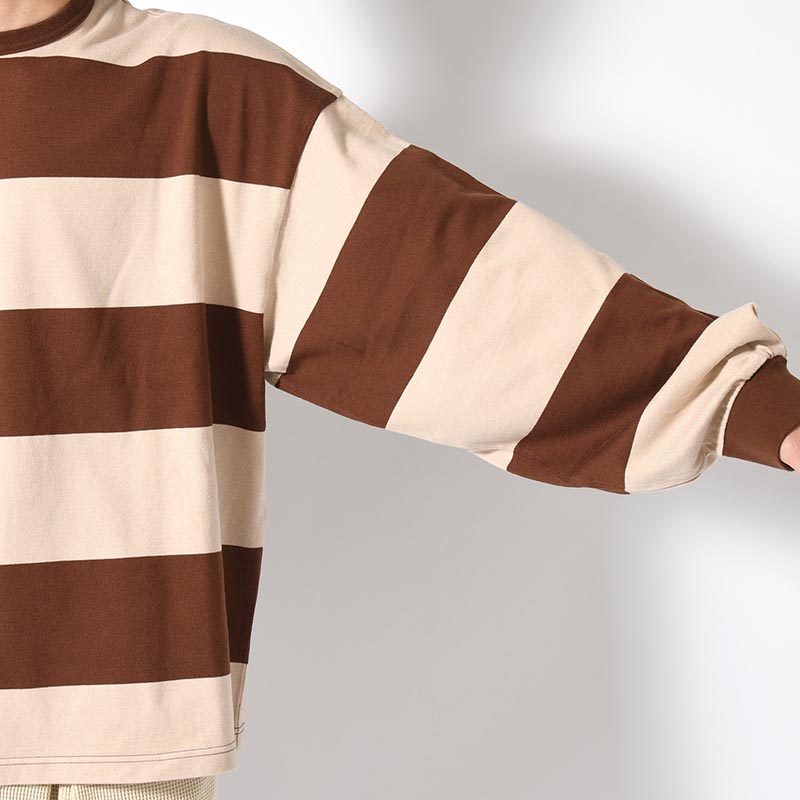 BORDER GIANT L/S TEE -BEIGE×BROWN-