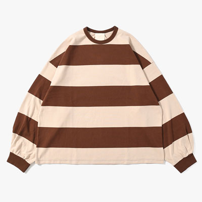 BORDER GIANT L/S TEE -BEIGE×BROWN-