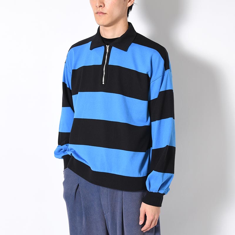 BORDER RUGBY SHIRT -BLUE×BLACK-