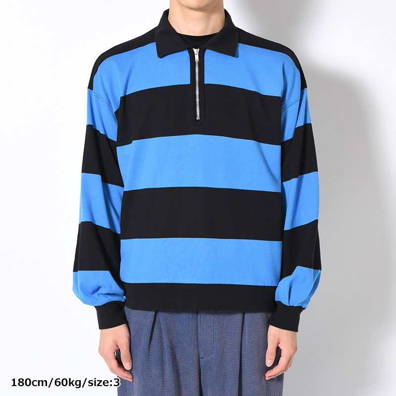 BORDER RUGBY SHIRT -BLUE×BLACK-