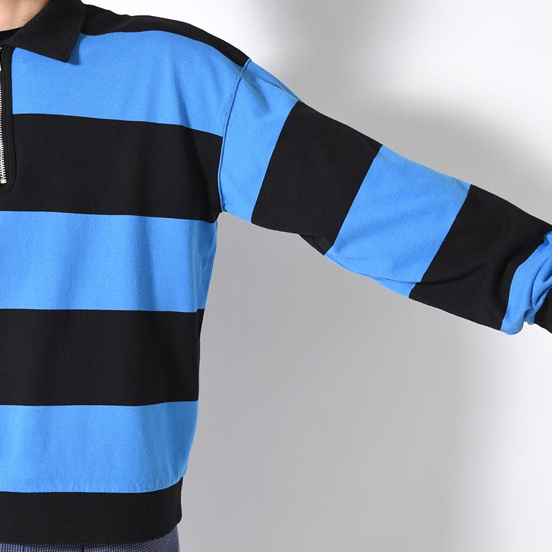 BORDER RUGBY SHIRT -BLUE×BLACK-