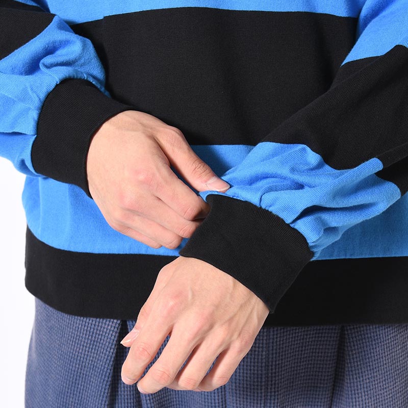 BORDER RUGBY SHIRT -BLUE×BLACK-