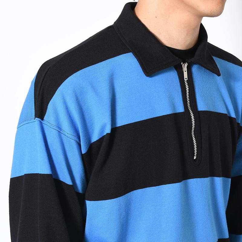 BORDER RUGBY SHIRT -BLUE×BLACK-