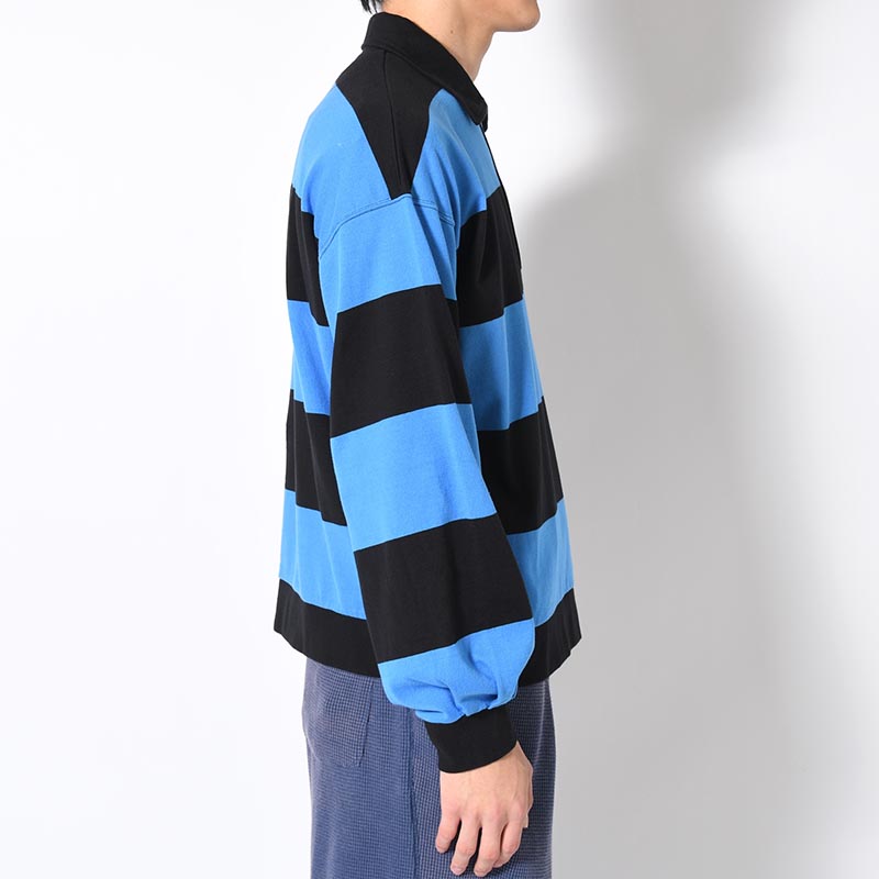 BORDER RUGBY SHIRT -BLUE×BLACK-