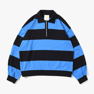 BORDER RUGBY SHIRT -BLUE×BLACK-